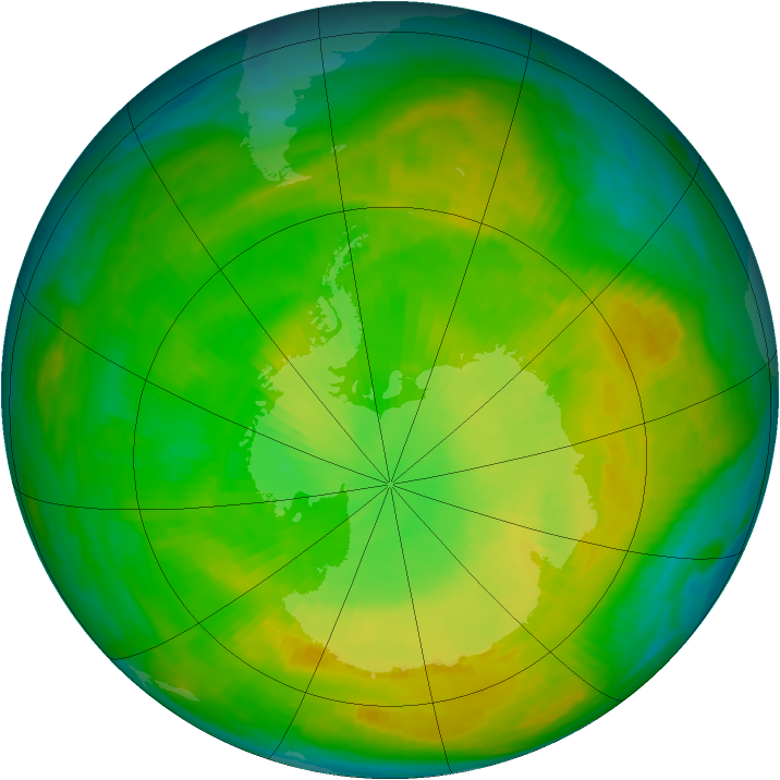 Antarctic ozone map for 08 December 1980